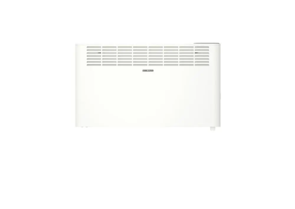 Weißer Wandkonvektor STIEBEL ELTRON CNS 2000 Plus LCD mit Lüftungsschlitzen oben.